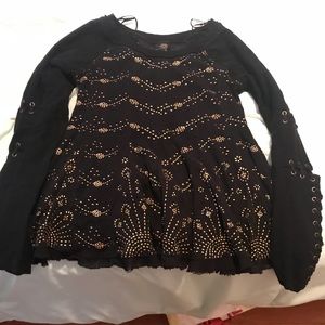 Gold Sparkle Black Sweater Top